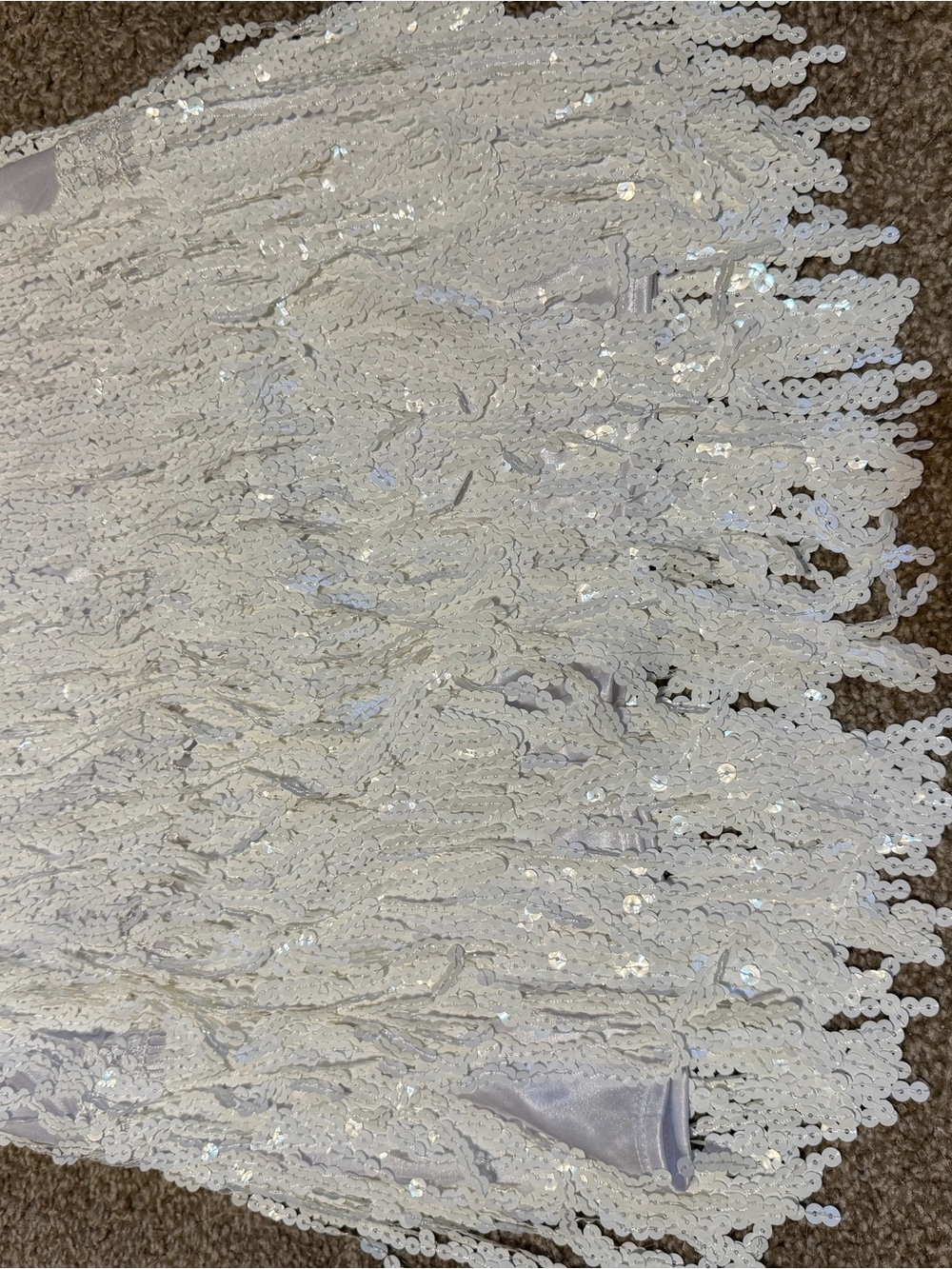 Elegant White Sequin Fringe Skirt
